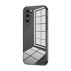 For Huawei P30 Pro Transparent Plating Fine Hole Phone Case(Black)