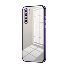 For OPPO A91 Transparent Plating Fine Hole Phone Case(Purple)