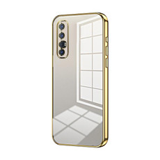 For OPPO Reno3 Pro Transparent Plating Fine Hole Phone Case(Gold)