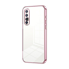 For OPPO Reno3 Pro Transparent Plating Fine Hole Phone Case(Pink)