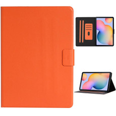 For Samsung Galaxy Tab S6 Lite (P610/615) Solid Color Horizontal Flip Leather Case with Card Slots & Holder & Sleep / Wake-up Function(Orange)