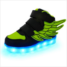 Children Colorful Light Shoes LED Charging Luminous Shoes, Size: 37(Black Green)
