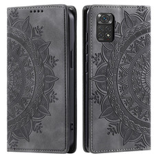 For Xiaomi Redmi Note 11 Global / 11S 4G Totem Embossed Magnetic Leather Phone Case(Grey)