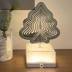 16 Colors 3D Rotating Bedside Lamp Night Light LED Rechargeable Ambient Light Decorative Ornament, Style: Christmas Tree