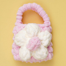 Earphone Storage Protective Case Plush Cute Cartoon Handmade Knitting Bag, Style: Flower Pink