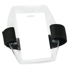 PVC Soft Plastic Card Holder Polyester Reflective Wristband Badge Card Holder Arm Adjustable ID Badge, Specification: Black