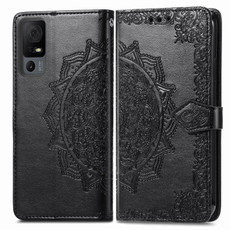 For TCL 40 XL Mandala Flower Embossed Leather Phone Case(Black)