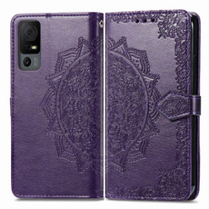 For TCL 40 XL Mandala Flower Embossed Leather Phone Case(Purple)