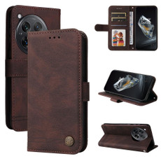 For OnePlus 12R Skin Feel Life Tree Metal Button Leather Phone Case(Brown)