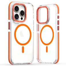 For iPhone 11 Pro Max Dual-Color Clear Acrylic Hybrid TPU MagSafe Phone Case(Orange)