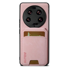 For Xiaomi 13 Ultra Suteni H02 Litchi Leather Card Wallet Stand Back Phone Case(Pink)