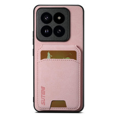 For Xiaomi 13 Pro Suteni H02 Litchi Leather Card Wallet Stand Back Phone Case(Pink)