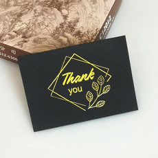100 PCS Wedding Blessing Card Thank You Message Gift Decoration Card Bronzing Flower Greeting Card Thank You Black