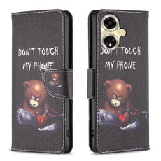 For OPPO A59 5G Colored Drawing Pattern Leather Phone Case(Bear)
