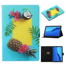 For Huawei MediaPad M5 lite Coloured Drawing Pattern Horizontal Flip Leather Case with Holder & Card Slot & Sleep / Wake-up Function(Pineapple)