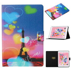 For iPad 9.7 (2018) & (2017) Coloured Drawing Pattern Horizontal Flip Leather Case with Holder & Card Slot & Sleep / Wake-up Function(Romantic Tower)