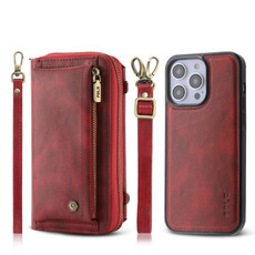 For iPhone 14 Pro Crossbody Multi-functional Zipper Wallet Leather Phone Case(Red)