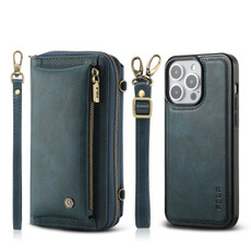 For iPhone 15 Pro Crossbody Multi-functional Zipper Wallet Leather Phone Case(Green)