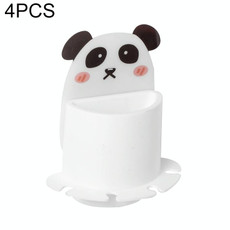 4 PCS Bathroom Paste Wall-Mounted Shelf Cartoon Animal Toothbrush Holder(Panda)