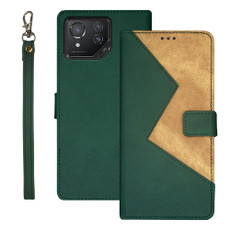 For ASUS ROG Phone 8 idewei Two-color Splicing Leather Phone Case(Green)