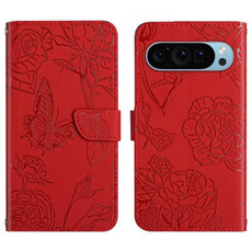 For Google Pixel 9 Pro Skin Feel Butterfly Embossed Flip Leather Phone Case(Red) For Google Pixel 9 Pro Skin Feel Butterfly Embossed Flip Leather Phone Case(Red)