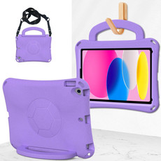 For iPad 10.2 2019/2021/2022 Handle Football Shaped EVA Shockproof Tablet Case(Light Purple)