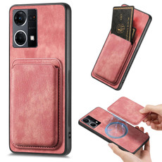 For OPPO Reno7 4G Retro Leather Card Bag Magnetic Phone Case(Pink) For OPPO Reno7 4G Retro Leather Card Bag Magnetic Phone Case(Pink)