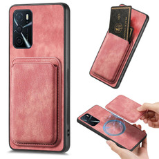 For OPPO A9 2020 / A5 2020 Retro Leather Card Bag Magnetic Phone Case(Pink)