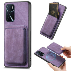 For OPPO A5 Retro Leather Card Bag Magnetic Phone Case(Purple) For OPPO A5 Retro Leather Card Bag Magnetic Phone Case(Purple)
