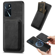 For OPPO F19 Pro+ Retro Leather Card Bag Magnetic Phone Case(Black) For OPPO F19 Pro+ Retro Leather Card Bag Magnetic Phone Case(Black)