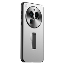 For OPPO Find X6 Frosted Metal Hybrid TPU Holder Phone Case(Silver) For OPPO Find X6 Frosted Metal Hybrid TPU Holder Phone Case(Silver)