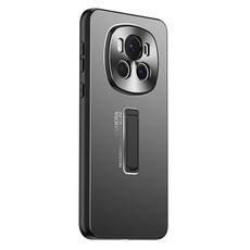 For Honor Magic6 Pro Frosted Metal Hybrid TPU Holder Phone Case(Black)