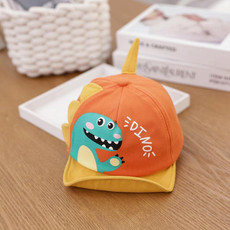 C0306 Spring Cartoon Dinosaur Pattern Baby Peaked Caps Infant Sunhat, Size: 48cm Adjustable(Orange)
