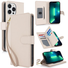 For iPhone 13 Pro Multi-Card Wallet RFID Leather Phone Case(Apricot)