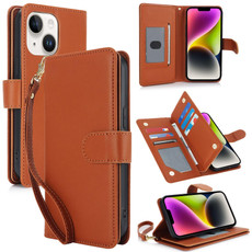 For iPhone 14 Multi-Card Wallet RFID Leather Phone Case(Brown)