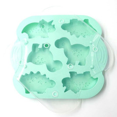 DIY 6 Grid Silicone Dinosaur Cake Mold Baby Food Supplement Mold Baking Tools(Light Green)