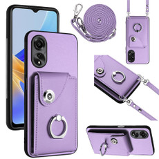 For OPPO A58/A58x/A1x/A2x Organ Card Bag Ring Holder Phone Case with Long Lanyard(Purple) For OPPO A58/A58x/A1x/A2x Organ Card Bag Ring Holder Phone Case with Long Lanyard(Purple)