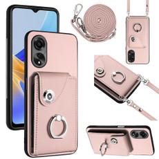 For OPPO A58/A58x/A1x/A2x Organ Card Bag Ring Holder Phone Case with Long Lanyard(Pink) For OPPO A58/A58x/A1x/A2x Organ Card Bag Ring Holder Phone Case with Long Lanyard(Pink)