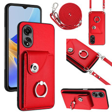 For OPPO A58/A58x/A1x/A2x Organ Card Bag Ring Holder Phone Case with Long Lanyard(Red) For OPPO A58/A58x/A1x/A2x Organ Card Bag Ring Holder Phone Case with Long Lanyard(Red)