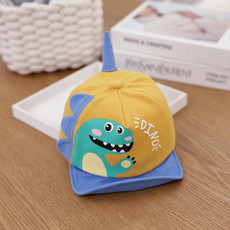C0306 Spring Cartoon Dinosaur Pattern Baby Peaked Caps Infant Sunhat, Size: 48cm Adjustable(Yellow)