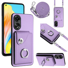 For OPPO A78 4G Global Organ Card Bag Ring Holder Phone Case with Long Lanyard(Purple) For OPPO A78 4G Global Organ Card Bag Ring Holder Phone Case with Long Lanyard(Purple)