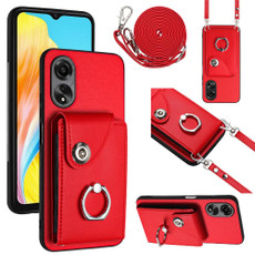 For OPPO A38 4G / A18 4G Global Organ Card Bag Ring Holder Phone Case with Long Lanyard(Red) For OPPO A38 4G / A18 4G Global Organ Card Bag Ring Holder Phone Case with Long Lanyard(Red)