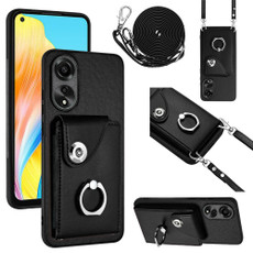 For OPPO A78 4G Global Organ Card Bag Ring Holder Phone Case with Long Lanyard(Black) For OPPO A78 4G Global Organ Card Bag Ring Holder Phone Case with Long Lanyard(Black)