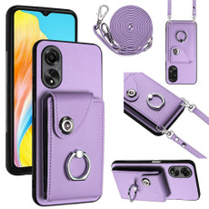 For OPPO A38 4G / A18 4G Global Organ Card Bag Ring Holder Phone Case with Long Lanyard(Purple) For OPPO A38 4G / A18 4G Global Organ Card Bag Ring Holder Phone Case with Long Lanyard(Purple)