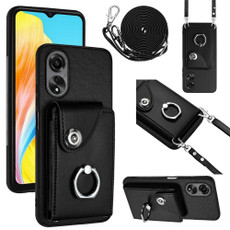 For OPPO A38 4G / A18 4G Global Organ Card Bag Ring Holder Phone Case with Long Lanyard(Black) For OPPO A38 4G / A18 4G Global Organ Card Bag Ring Holder Phone Case with Long Lanyard(Black)