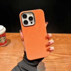 For iPhone 15 Vintage Denim Shockproof Magsafe Phone Case(Orange)