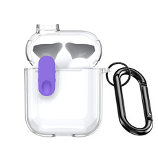 For AirPods 1/2 DUX DUCIS PECL Series Split Transparent Earphone Case with Hook(Transparent Purple)