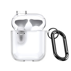 For AirPods 1/2 DUX DUCIS PECL Series Split Transparent Earphone Case with Hook(Transparent)