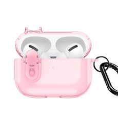 For AirPods Pro 2 DUX DUCIS PECL Series Split Transparent Earphone Case with Hook(Pink)