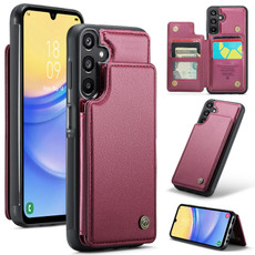 For Samsung Galaxy A15 CaseMe 022 Litchi Texture RFID Anti-theft Leather Phone Case(Wine Red)